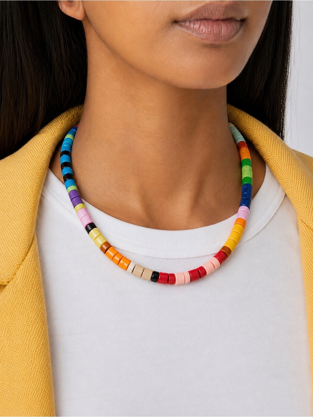 Roxanne Assoulin 18” Rainbow Candy Statement Necklace Gold Clasp Enamel